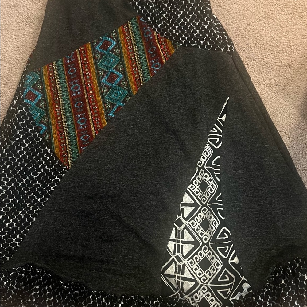 Bohemian Patchwork Skirt with Geometric Patterns